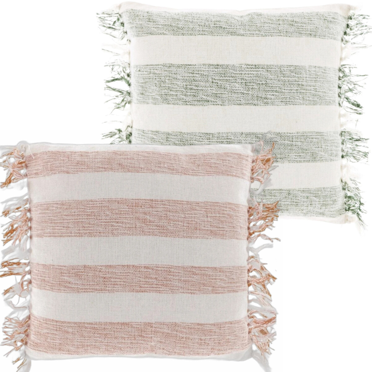 2er Set Boho Deko Kissen Couchkissen Bossa Orange Dunkelgr&u