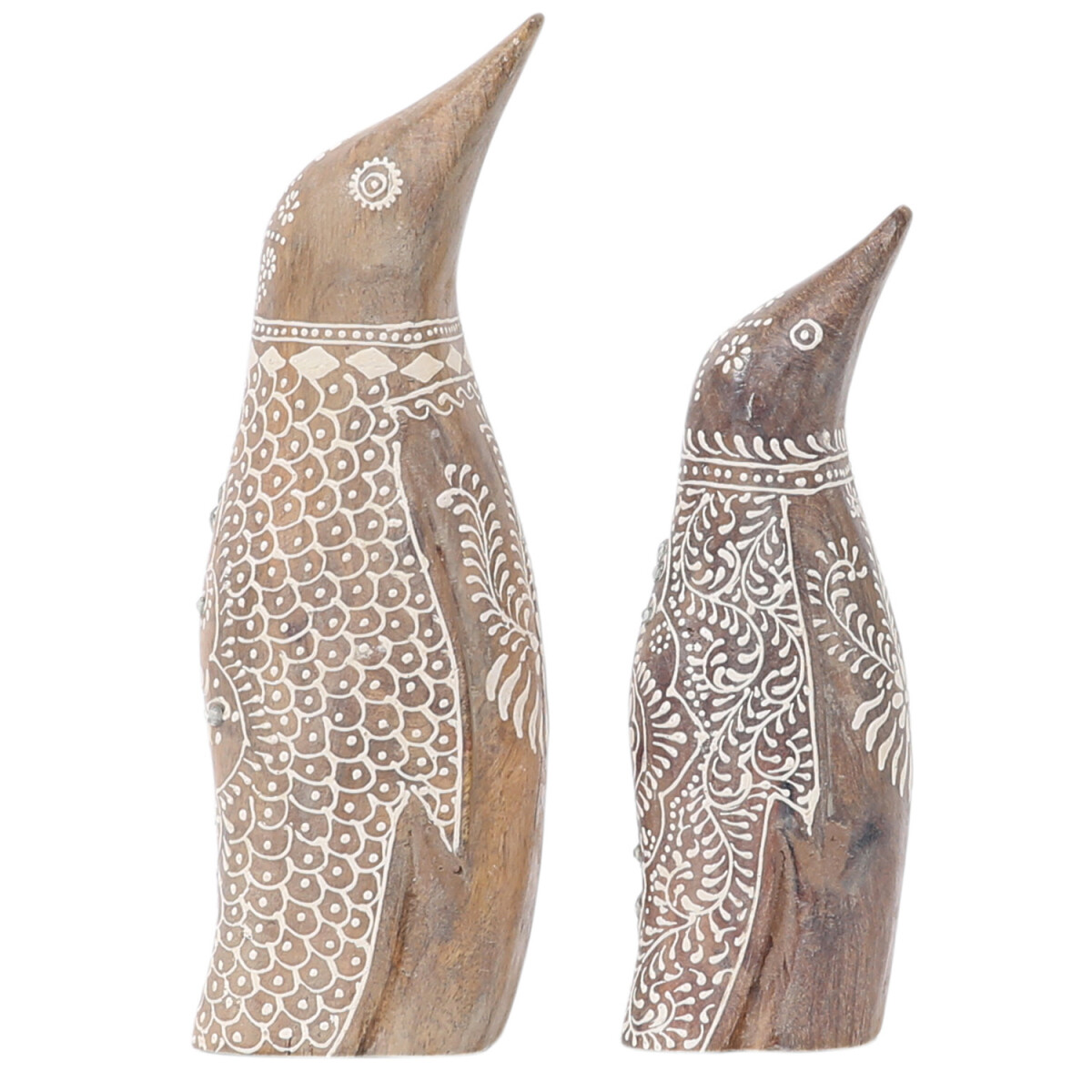 2er Set Boho Deko Dekoobjekt Tierfigur aus Holz Pinguin