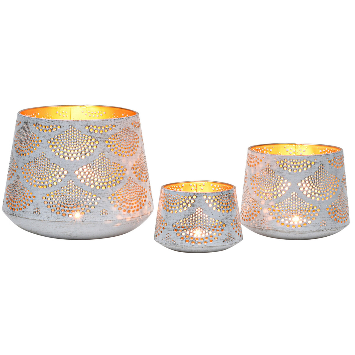 3er Set Boho Deko Teelichthalter Windlicht Tischdeko Yazan