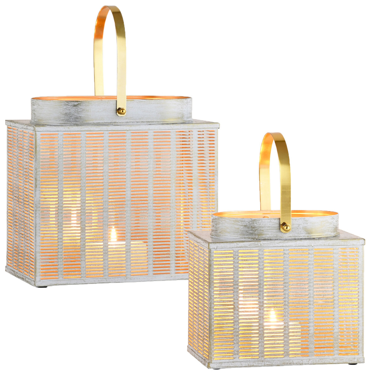 2er Set Boho Deko Windlichter Laterne Gartenlaterne Teelicht