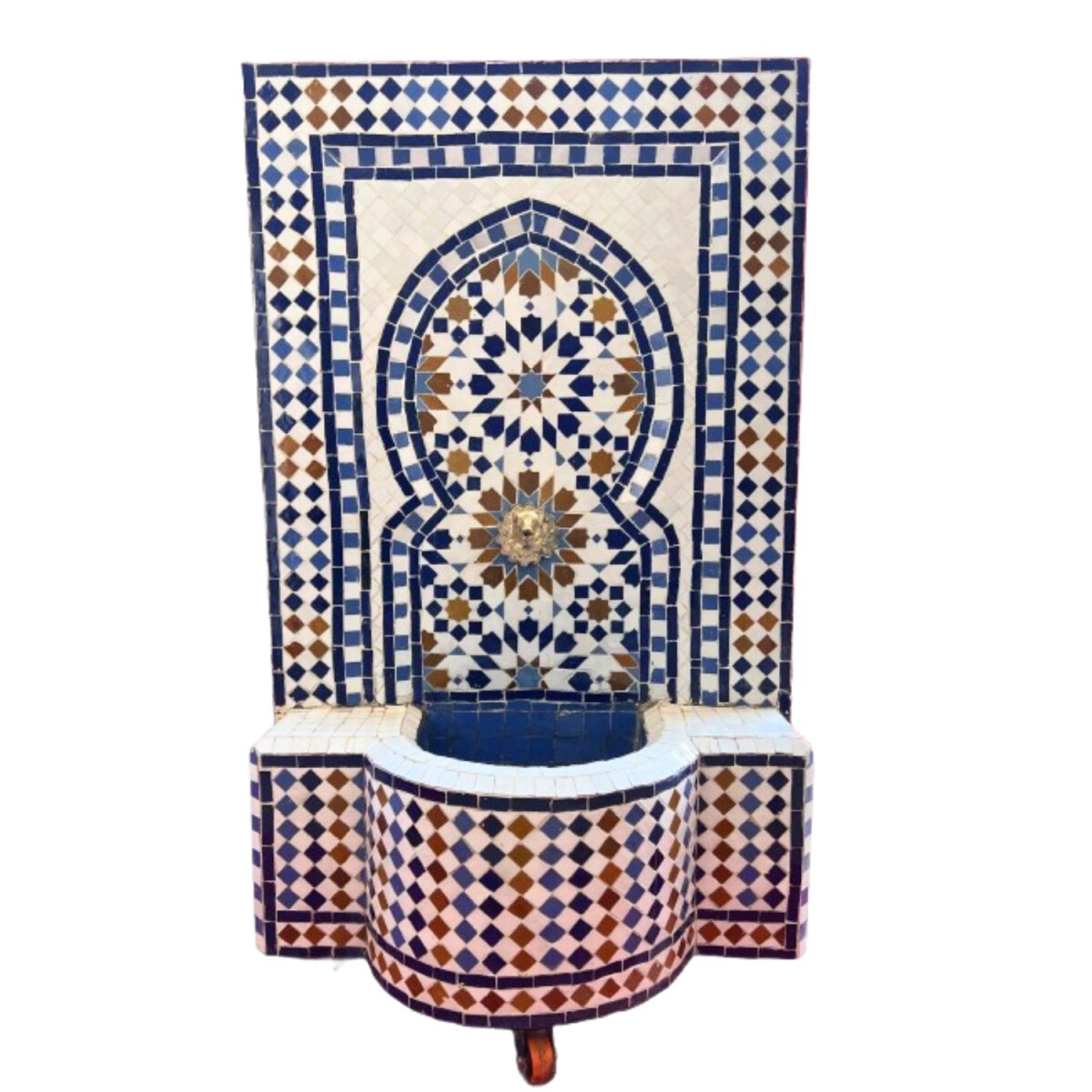 Marokkanischer Mosaik Gartenbrunnen 109cm | Boho Zimmerbrunn