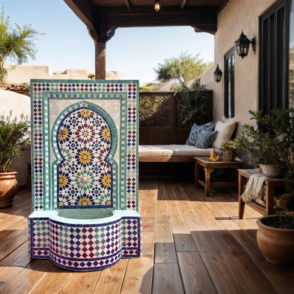 Marokkanischer Mosaik Gartenbrunnen 128c box