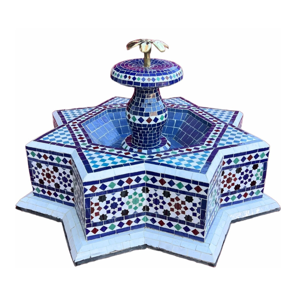 Marokkanischer Mosaik Gartenbrunnen 65cm | Boho Zimmerbrunne