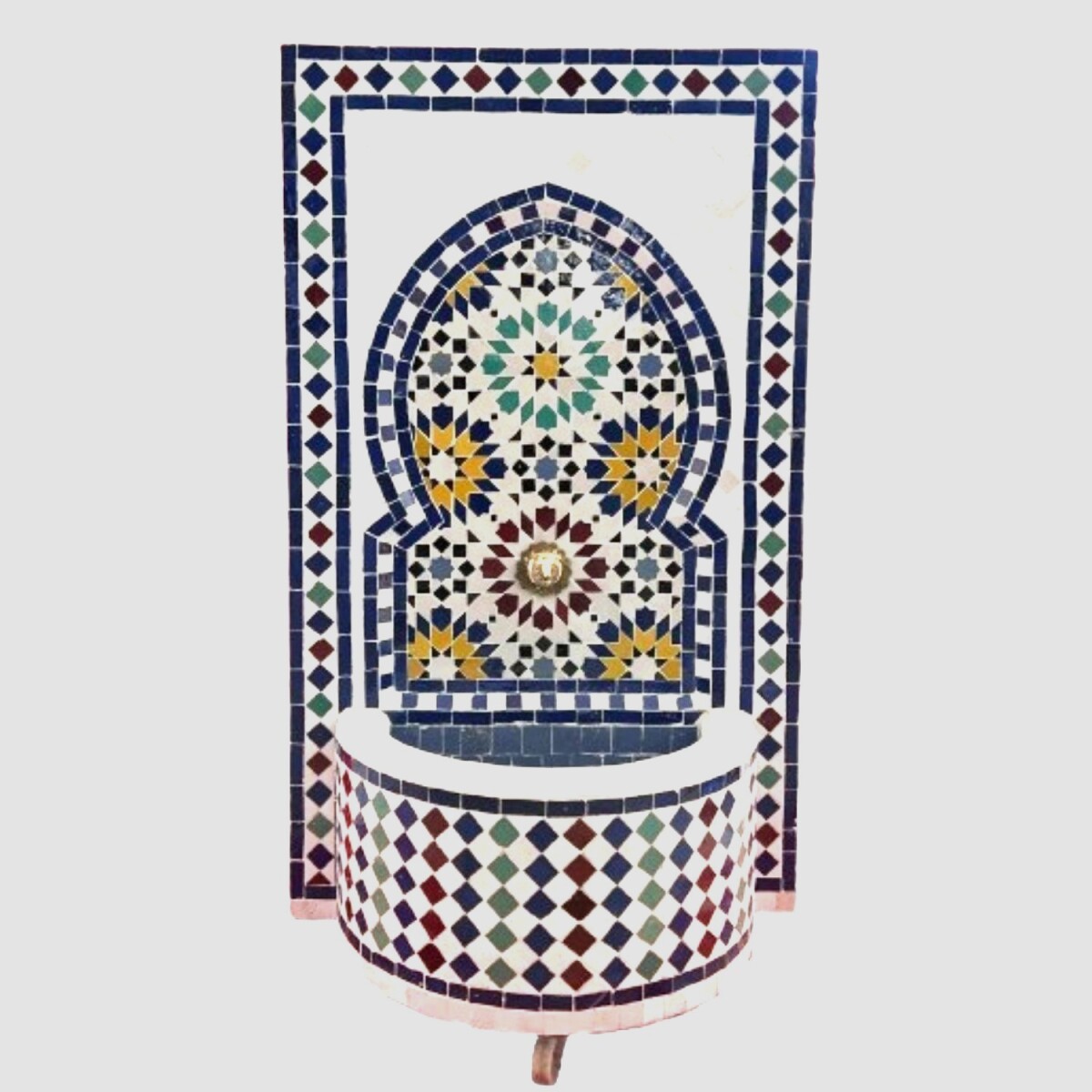 Marokkanischer Mosaik Gartenbrunnen 106cm | Boho Zimmerbrunn