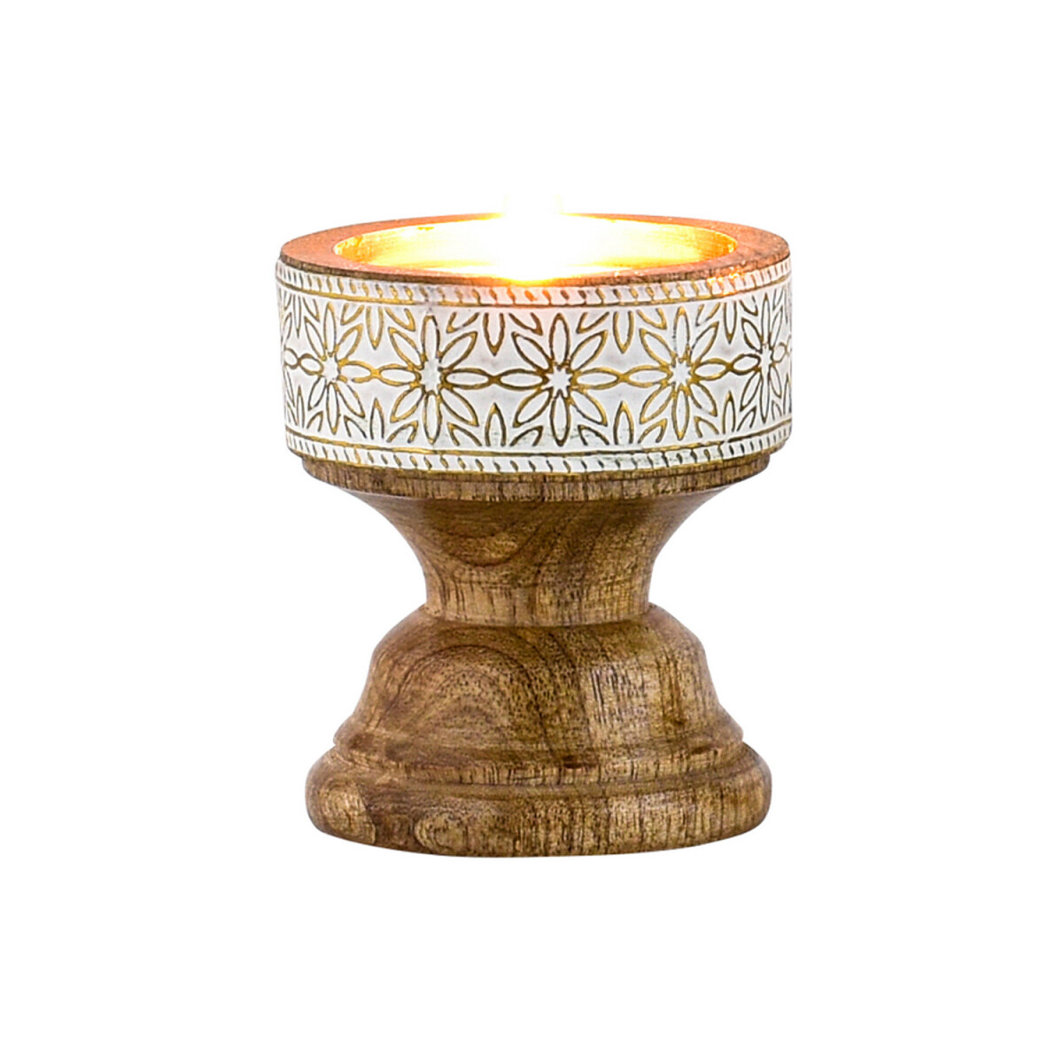 Boho Deko Teelichthalter Kerzenständer aus Holz Hamida