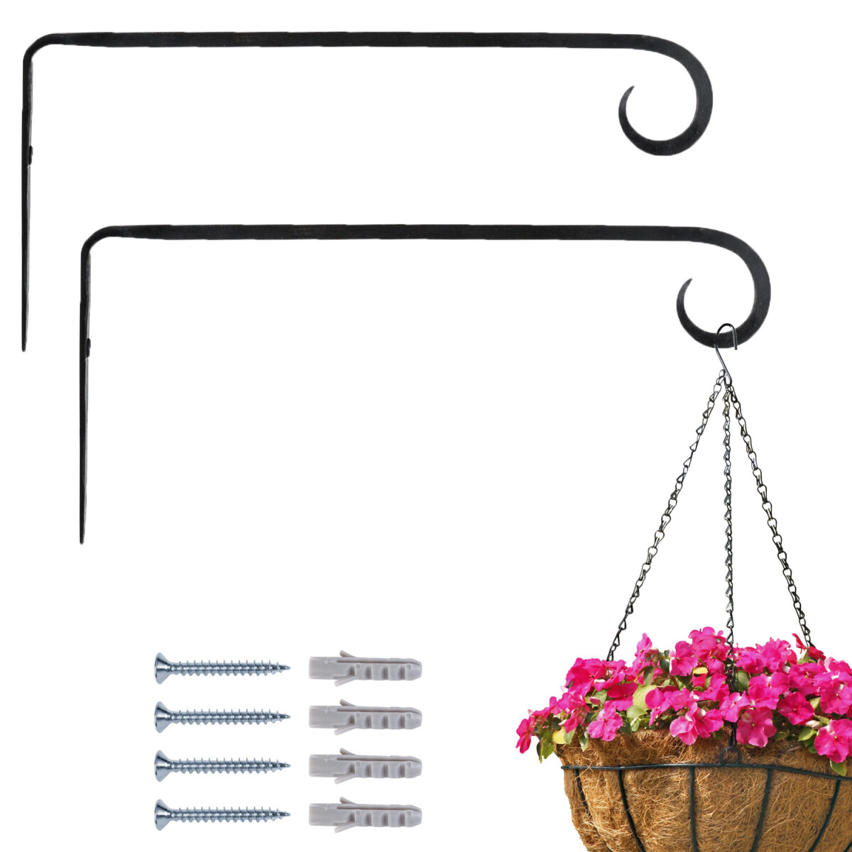 2er Set Wandhaken fuer Blumenampel Laternenhaken Mapoy