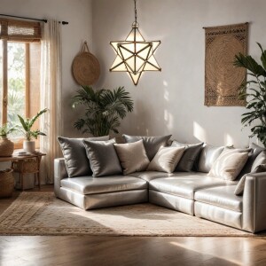 Suspension étoile en verre Bghina blanche 35 cm |...