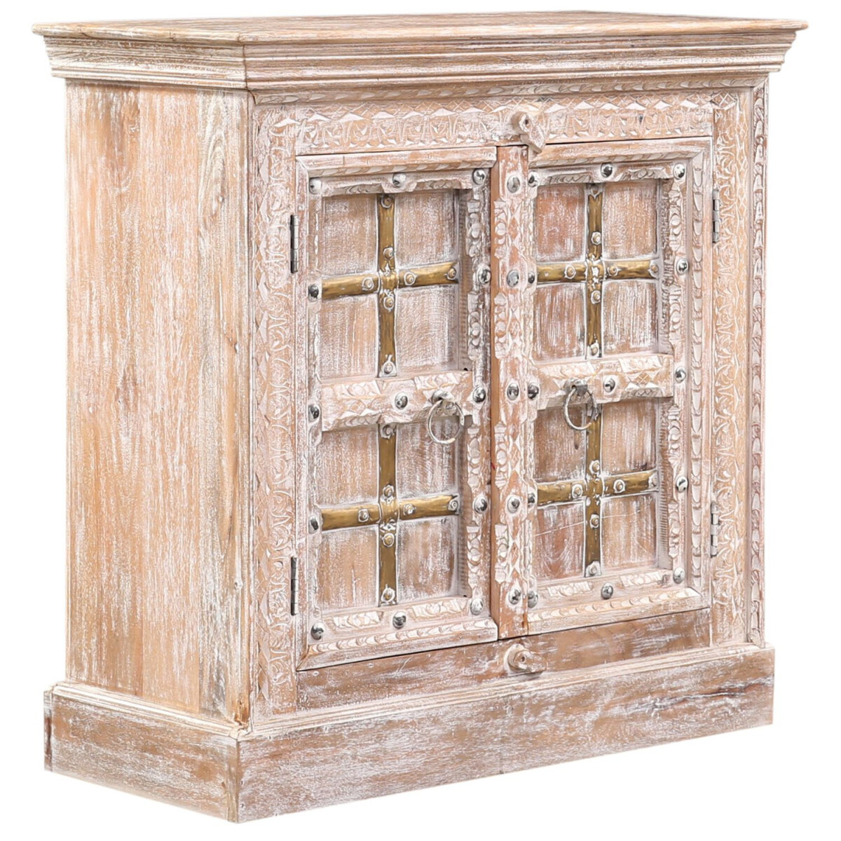 Buffet vintage en bois Hira Blanc box