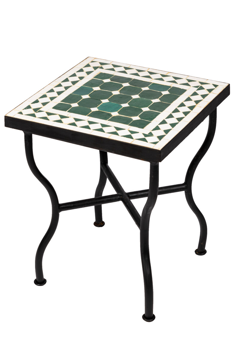 Mosaiktisch Marrakesch Grün Weiss | Beistelltisch 40x40