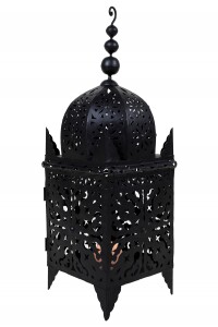 Lanterne de jardin marocaine Frane, noire, en...
