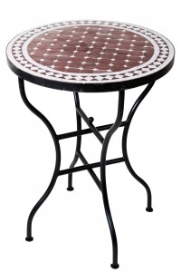 Table en mosaïque marocaine de Marrakech, blanc...