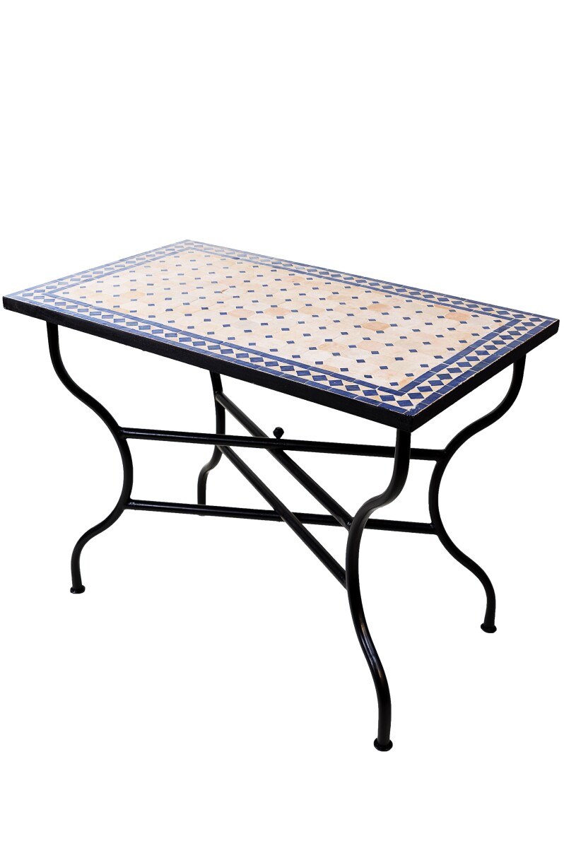 Table en mosaïque marocaine Marrakech, bleu naturel, 10