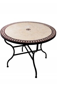 Table en mosaïque marocaine Bilbao Beige Bordeaux...