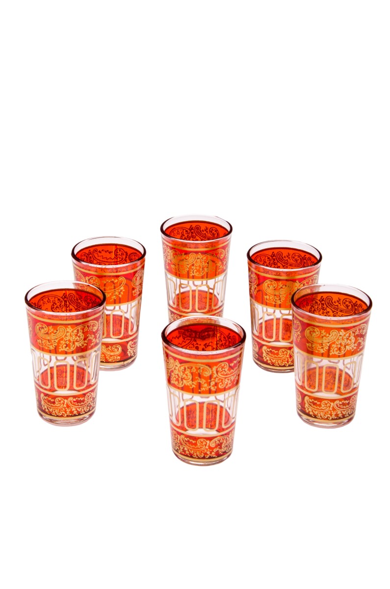6x Orientalische Teeglas Lamia Orange -  box