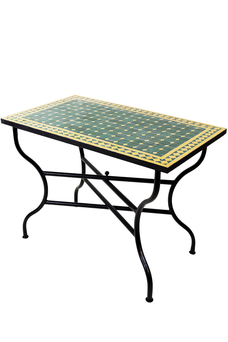 Marokkanischer Mosaiktisch Marrakesch Gr&uuml;n Gelb...