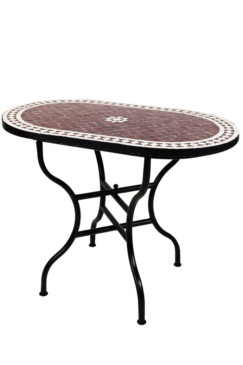 Table en mosaïque marocaine Bilbao Bordeaux Blanc 100 x