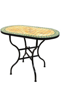 Table en mosaïque marocaine Marrakech beige et vert...