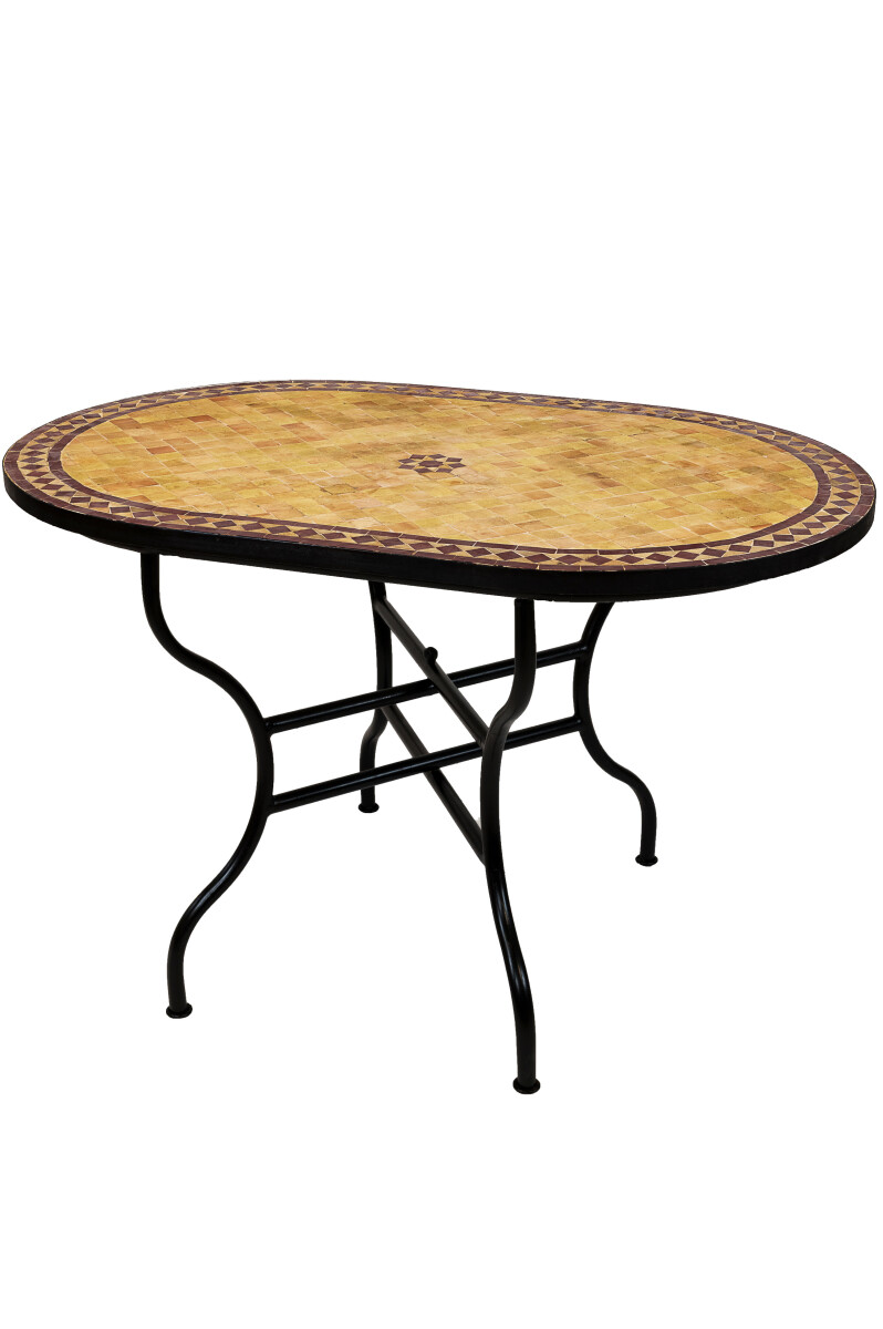 Table en mosaïque marocaine Bilbao Beige Bordeaux 120 x