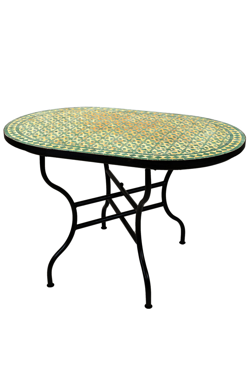 Table en mosaïque marocaine Albaicin beige et vert 120 