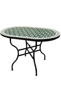 Table en mosaïque marocaine Estrella vert et blanc...