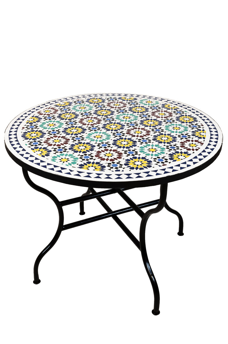 Table en mosaïque marocaine Albaicin multicolore 100 cm