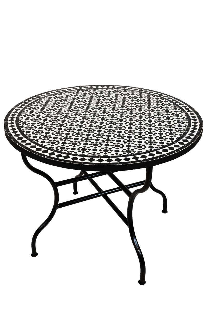 Table en mosaïque marocaine Albaicin noir et blanc 100 