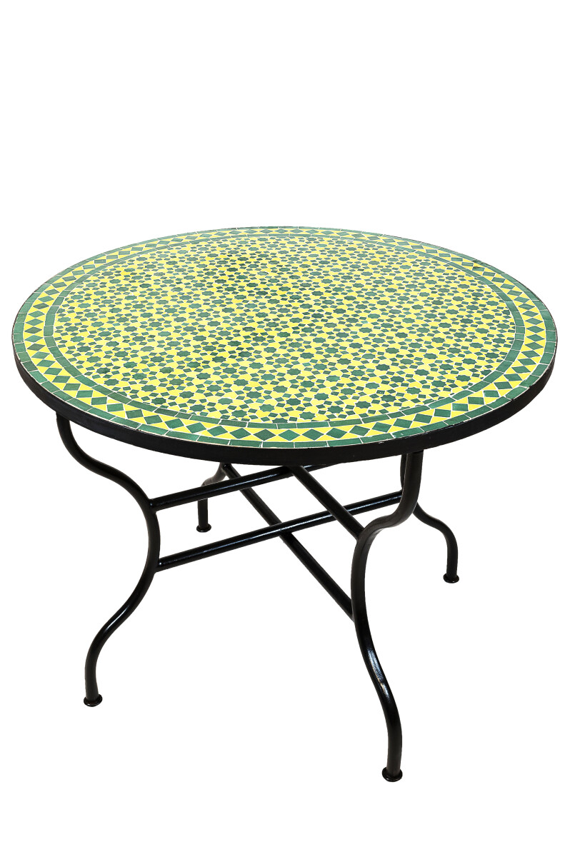 Table en mosaïque marocaine Albaicin vert et jaune 100 