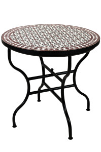 Table en mosaïque marocaine Albaicin noir, blanc et...