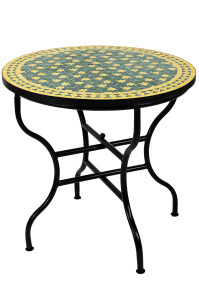 Table en mosaïque marocaine Estrella verte et jaune,...