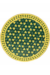 Table en mosaïque marocaine Estrella verte et jaune,...