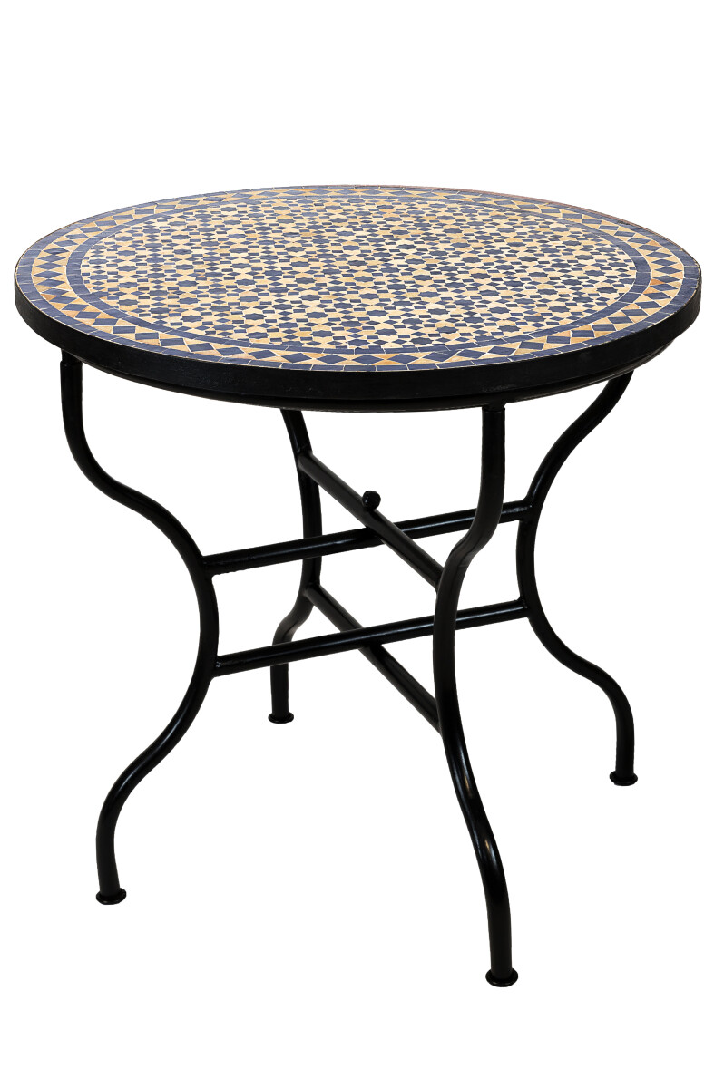 Table en mosaïque marocaine Albaicin beige et bleu, 80 