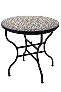 Table en mosaïque marocaine Albaicin beige et bleu,...