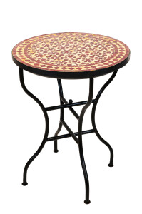 Table en mosaïque marocaine Albaicin beige-bordeaux,...