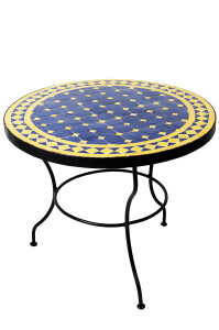 Table en mosaïque marocaine, bleu et jaune de...
