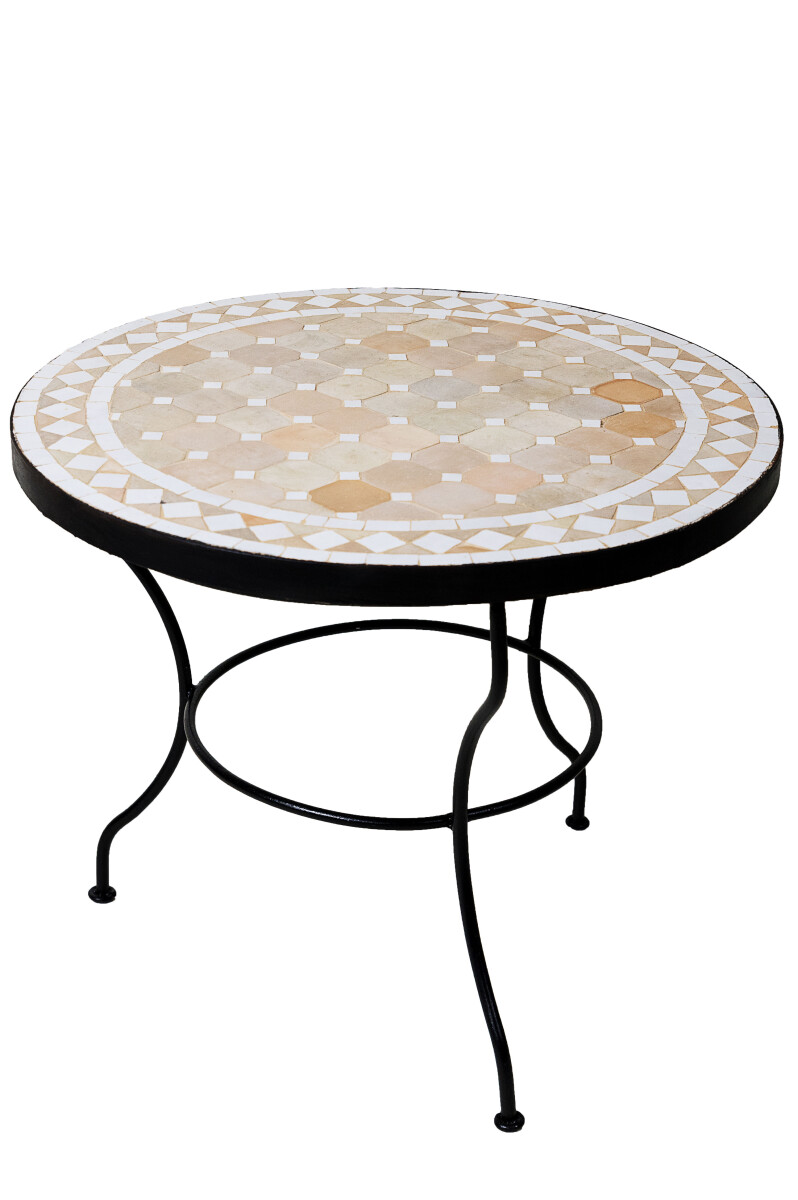 Marokkanischer  Mosaiktisch Marrakesch Beige Weiss, 60cm, 45