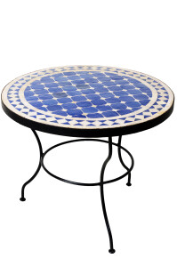 Table en mosaïque marocaine, bleu et beige de...