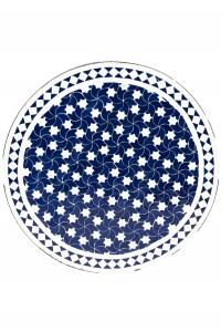 Table marocaine en mosaïque Estrella bleu et blanc,...