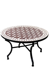Table en mosaïque marocaine Estrella Bordeaux Blanc,...