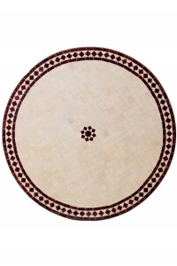 Table en mosaïque marocaine Bilbao Beige Bordeaux,...