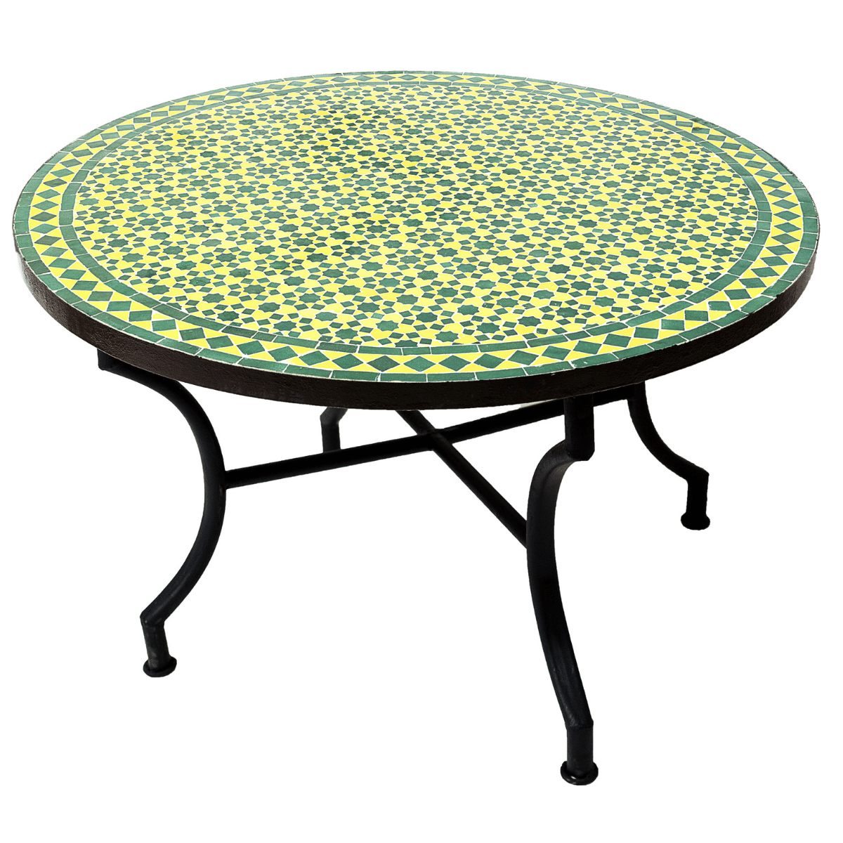 Table en mosaïque marocaine Albaicin verte et jaune, &o