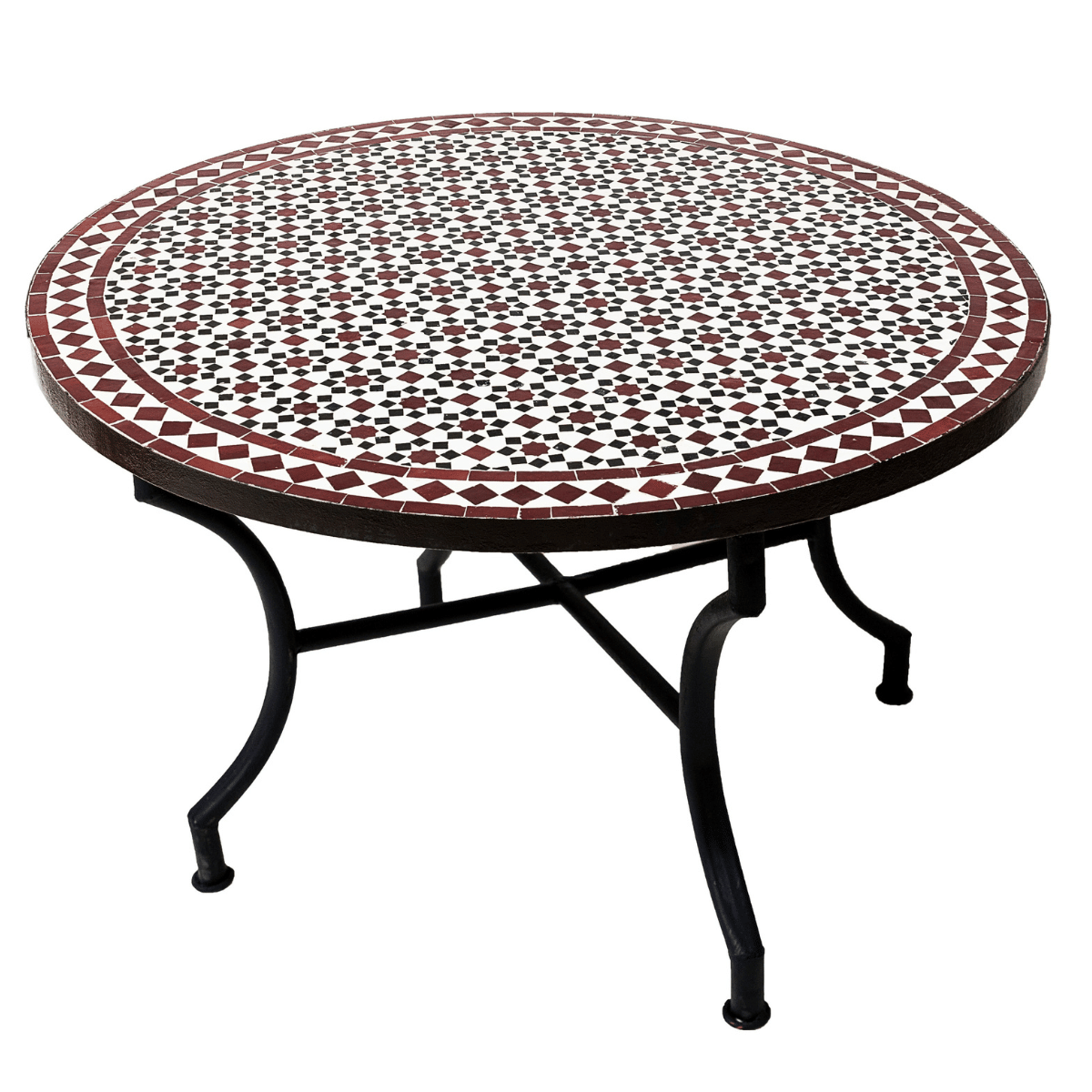 Table en mosaïque marocaine Albaicin noir et blanc Bord