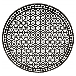 Table en mosaïque marocaine Albaicin noir et blanc,...