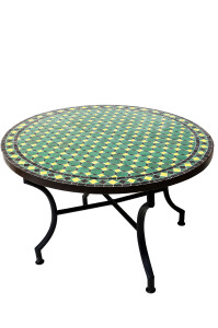 Table en mosaïque marocaine Giralda, vert, jaune et...