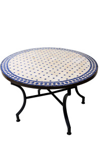 Table en mosaïque marocaine Marrakech, beige et...