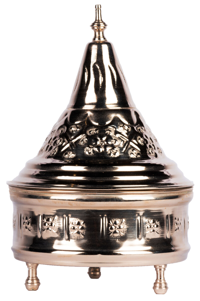 Dose Kinza Silber 20cm | Marokkanische Messingdose mit Decke