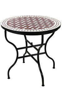 Table en mosaïque marocaine Estrella Bordeaux Blanc...