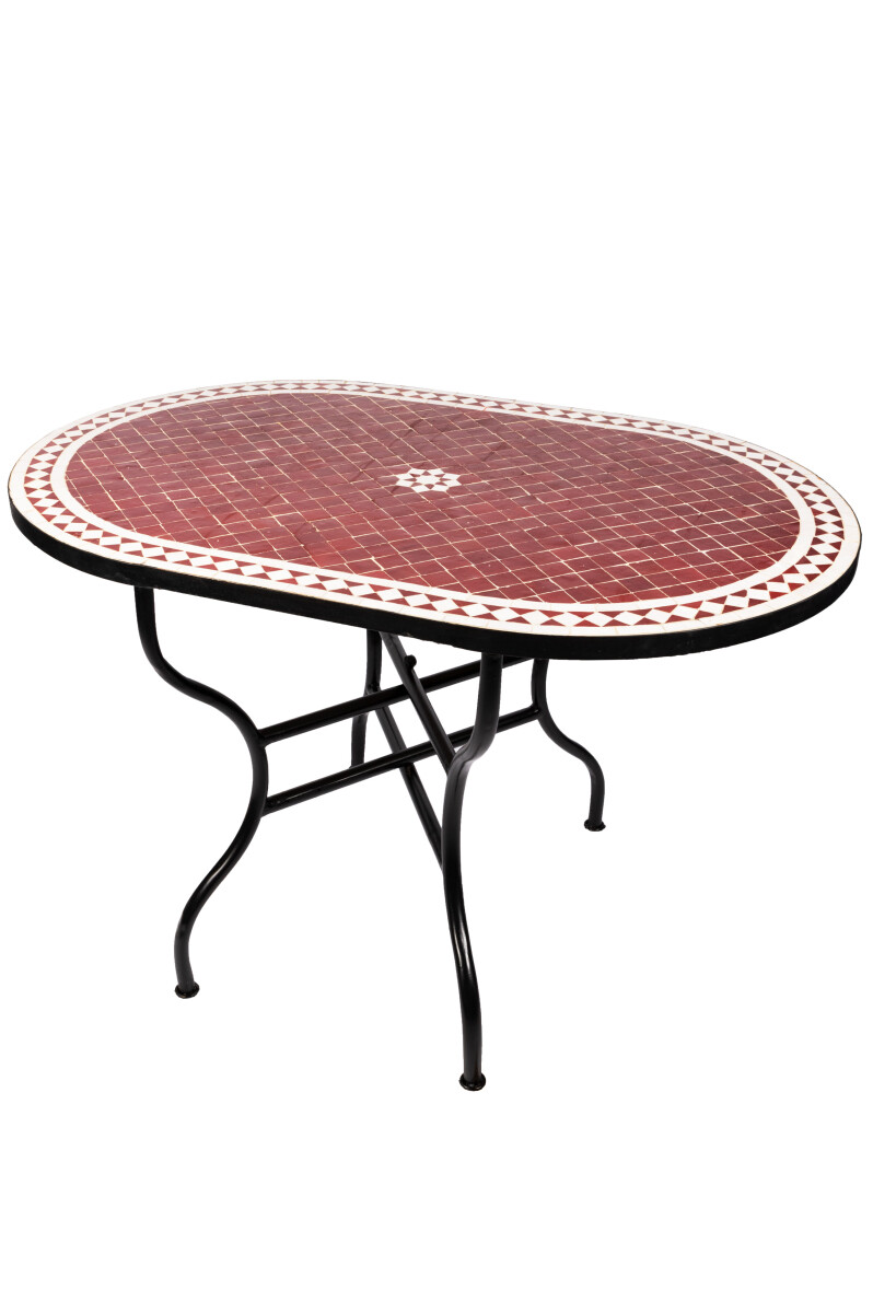 Table en mosaïque marocaine Bilbao Bordeaux Blanc 120 x