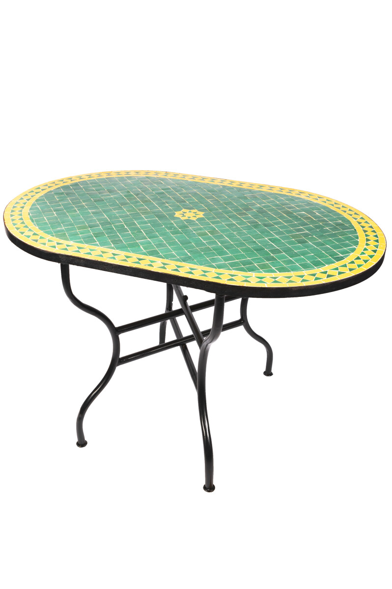 Table en mosaïque marocaine Bilbao Vert Jaune 120 x 80 