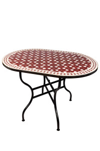 Table en mosaïque marocaine Estrella Bordeaux Blanc...