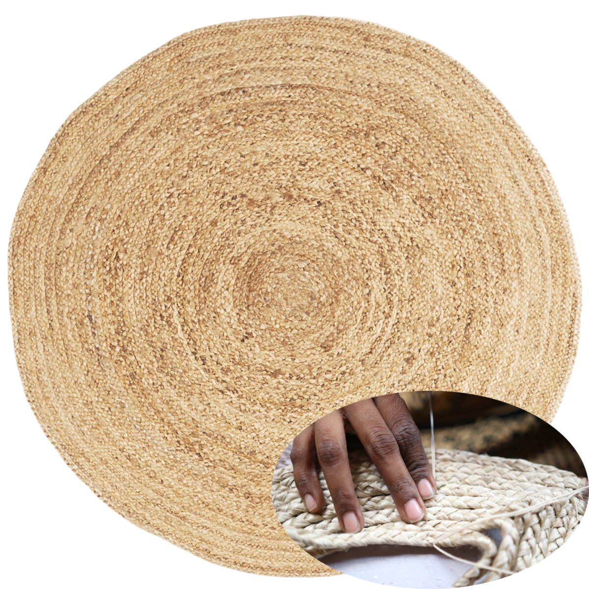 Runder Teppich aus Jute geflochten Abril 120cm